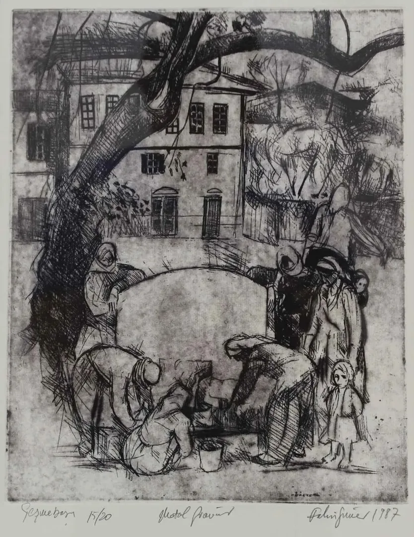 "Çeşmebaşı" eseri FAHRİ SÜMER tarafından 1987 yılında 34x28 cm ölçülerinde Gravür tekniği ile yapılmıştır.