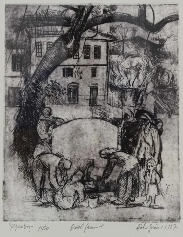 FAHRİ SÜMER — “Çeşmebaşı”, 1987 "Çeşmebaşı" eseri FAHRİ SÜMER tarafından 1987 yılında 34x28 cm ölçülerinde Gravür tekniği ile yapılmıştır.