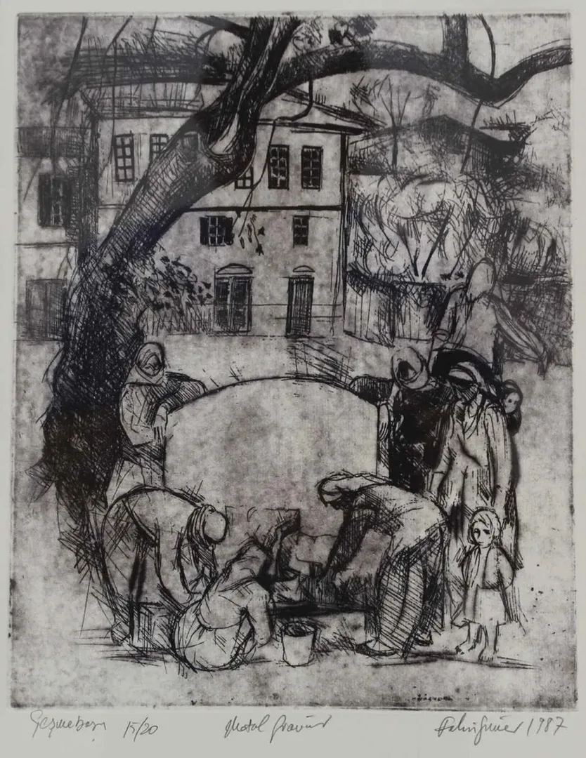 yakınlaştır "Çeşmebaşı" eseri FAHRİ SÜMER tarafından 1987 yılında 34x28 cm ölçülerinde Gravür tekniği ile yapılmıştır.