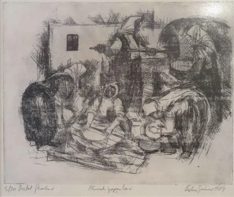 FAHRİ SÜMER — “Ekmek yapanlar”, 1987 "Ekmek yapanlar" eseri FAHRİ SÜMER tarafından 1987 yılında 18x25 cm ölçülerinde Gravür tekniği ile yapılmıştır.