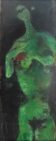 "isimsiz" eseri İLHAN BERK tarafından 39x16 cm ölçülerinde Kağıt üzeri yağlı boya tekniği ile yapılmıştır.