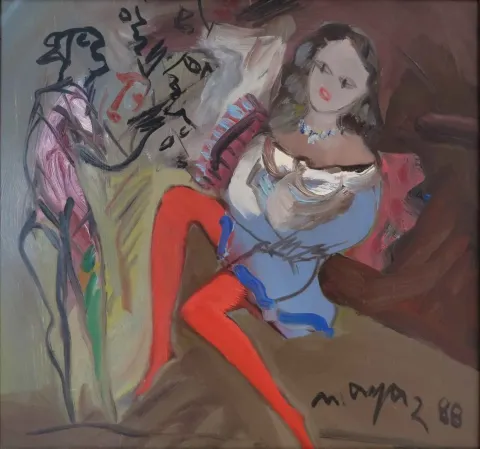 MUSTAFA AYAZ — “isimsiz”, 1988 "isimsiz" eseri MUSTAFA AYAZ tarafından 1988 yılında 35x35 cm ölçülerinde Duralit üzeri yağlı boya tekniği ile yapılmıştır.