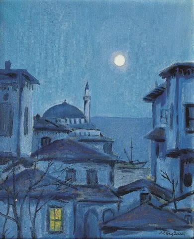 "isimsiz" eseri NURETTİN ERGÜVEN tarafından 41x34 cm ölçülerinde Tuval üzeri yağlı boya tekniği ile yapılmıştır.