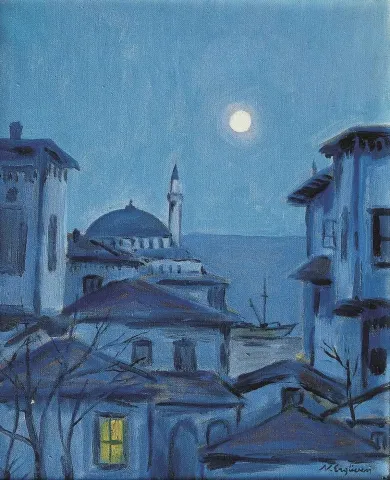 "isimsiz" eseri NURETTİN ERGÜVEN tarafından 41x34 cm ölçülerinde Tuval üzeri yağlı boya tekniği ile yapılmıştır.