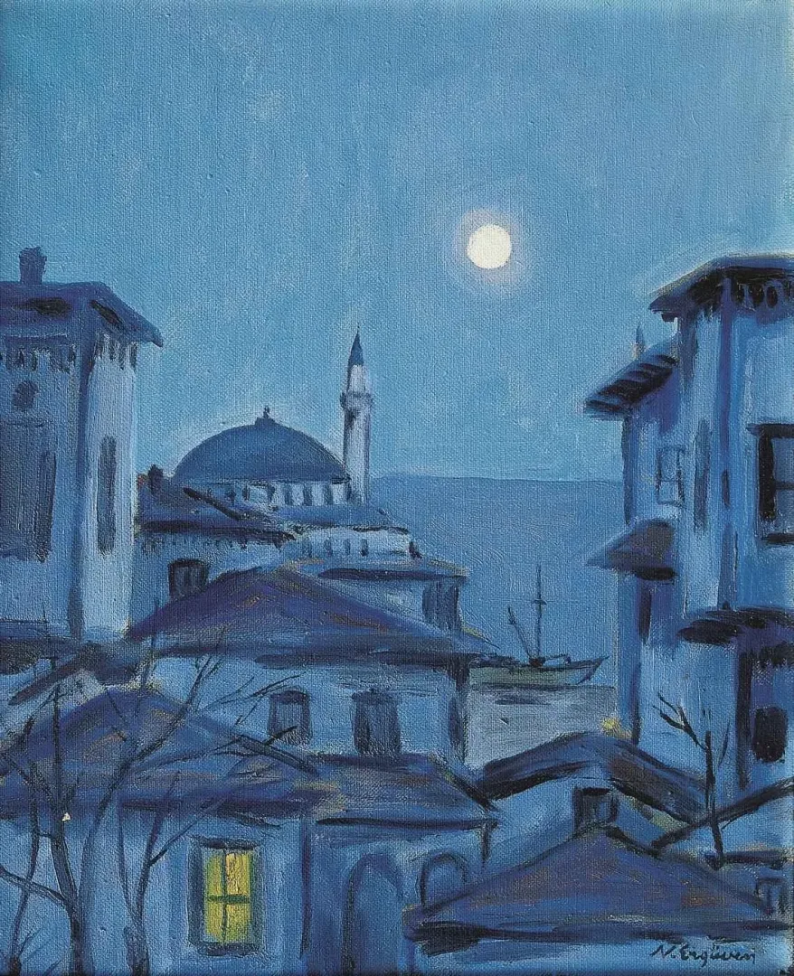 "isimsiz" eseri NURETTİN ERGÜVEN tarafından 41x34 cm ölçülerinde Tuval üzeri yağlı boya tekniği ile yapılmıştır.