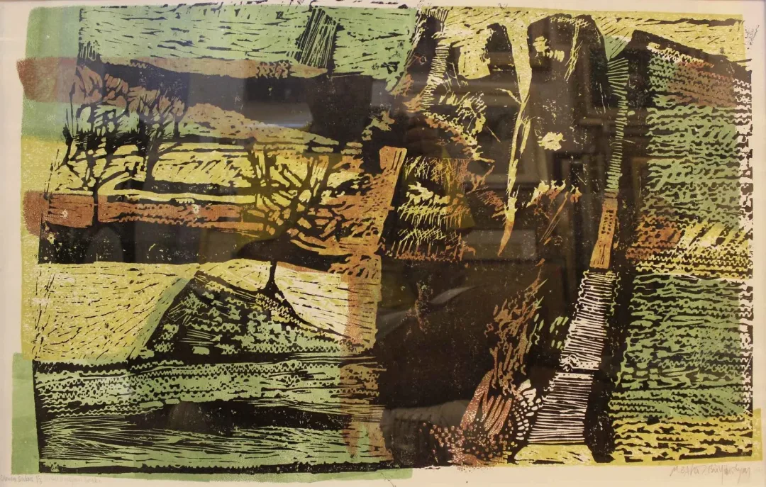 yakınlaştır "isimsiz" eseri ZAHİT BÜYÜKİŞLİYEN tarafından 1970 yılında 43x69 cm ölçülerinde Linol Baskı tekniği ile yapılmıştır.