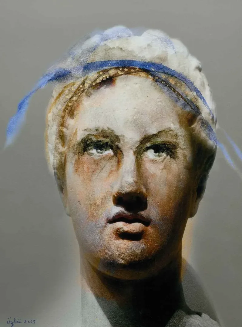 yakınlaştır "Genç Adam" eseri NECMETTİN ÖZLÜ tarafından 2015 yılında 68x50 cm ölçülerinde Hahnemühle kağıt üzeri karışık teknik tekniği ile yapılmıştır.