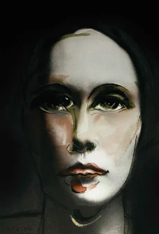 NECMETTİN ÖZLÜ — “Bir Portre”, 2015 "Bir Portre" eseri NECMETTİN ÖZLÜ tarafından 2015 yılında 69x47 cm ölçülerinde Hahnemühle kağıt üzeri karışık teknik tekniği ile yapılmıştır.