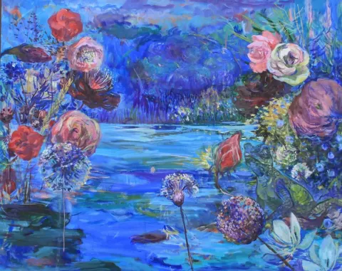 NİL KÖKEN — “Mavi Cennet”, 2013 "Mavi Cennet" eseri NİL KÖKEN tarafından 2013 yılında 80x100 cm ölçülerinde Tuval üzeri yağlı boya tekniği ile yapılmıştır.
