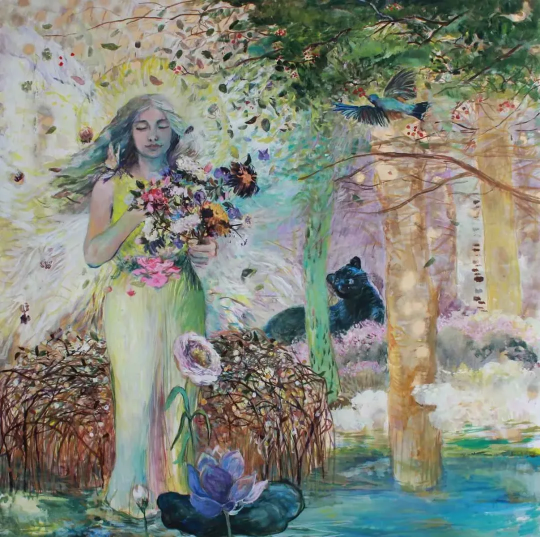 yakınlaştır "Melek / Angel" eseri NİL KÖKEN tarafından 2015 yılında 150x150 cm ölçülerinde Tuval üzeri yağlı boya tekniği ile yapılmıştır.