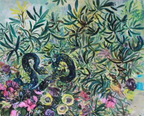 NİL KÖKEN — “Tuzak / Trap”, 2014 "Tuzak / Trap" eseri NİL KÖKEN tarafından 2014 yılında 80x100 cm ölçülerinde Tuval üzeri yağlı boya tekniği ile yapılmıştır.
