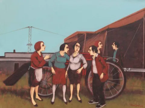 "İsimsiz" eseri ORHAN UMUT tarafından 2015 yılında 60x80 cm ölçülerinde Tuval üzeri akrilik boya tekniği ile yapılmıştır.