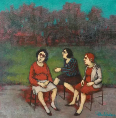 "İsimsiz" eseri ORHAN UMUT tarafından 2014 yılında 50x50 cm ölçülerinde Tuval üzeri akrilik boya tekniği ile yapılmıştır.