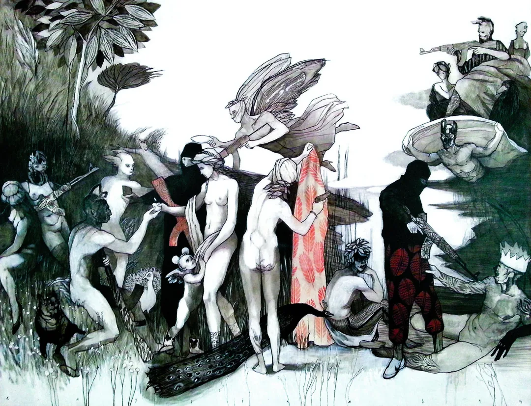 yakınlaştır "Parisin Yargısı" eseri ERCAN AYÇİÇEK tarafından 2015 yılında 89x116 cm ölçülerinde Tuval üzeri akrilik boya tekniği ile yapılmıştır.