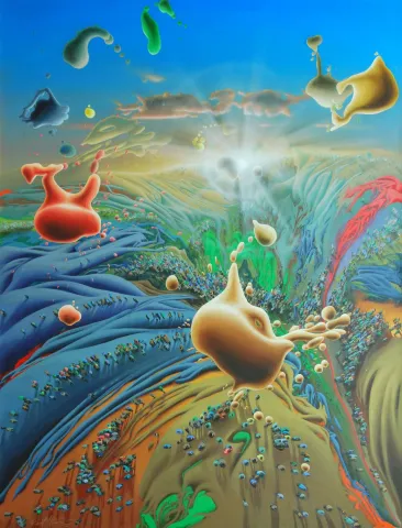 RAŞİT ALTUN — “Araf”, 2015 "Araf" eseri RAŞİT ALTUN tarafından 2015 yılında 116x89 cm ölçülerinde Tuval üzeri akrilik boya tekniği ile yapılmıştır.