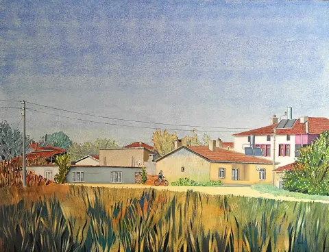 Bu eser MEVLÜT AKAR tarafından 2015 yılında 89x116 cm ölçülerinde Tuval üzeri karışık teknik tekniği ile yapılmıştır.