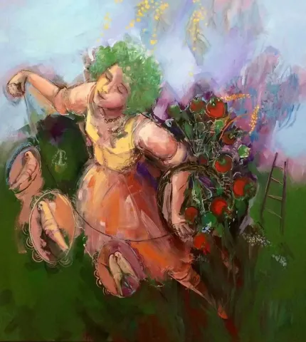 PERUZE HAMURCU — 2015 Bu eser PERUZE HAMURCU tarafından 2015 yılında 100x90 cm ölçülerinde Tuval üzeri yağlı boya tekniği ile yapılmıştır.