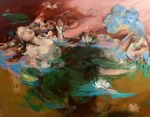 "Hiç Olurken" eseri PERUZE HAMURCU tarafından 2015 yılında 114x146 cm ölçülerinde Tuval üzeri yağlı boya tekniği ile yapılmıştır.