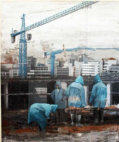"İsimsiz" eseri ŞAHİN DEMİR tarafından 2015 yılında 125x150 cm ölçülerinde Tuval üzeri akrilik boya tekniği ile yapılmıştır.