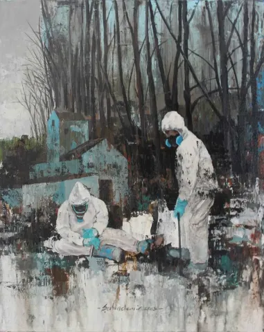 "İsimsiz" eseri ŞAHİN DEMİR tarafından 2015 yılında 50x40 cm ölçülerinde Tuval üzeri akrilik boya tekniği ile yapılmıştır.
