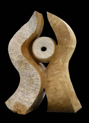 SIRMA YILDIZ — “Birlik (Sırma Yıldız & Çıdam Melek)”, 2014 "Birlik (Sırma Yıldız & Çıdam Melek)" eseri SIRMA YILDIZ tarafından 2014 yılında 120x105x70 cm ölçülerinde Traverten tekniği ile yapılmıştır.