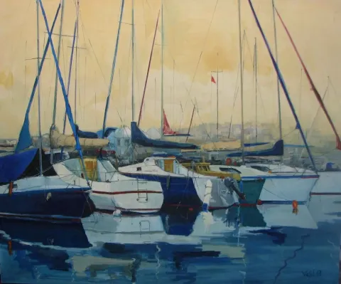 VASIF PEHLİVANOĞLU — “Marina-II”, 2013 "Marina-II" eseri VASIF PEHLİVANOĞLU tarafından 2013 yılında 150x180 cm ölçülerinde Tuval üzeri yağlı boya tekniği ile yapılmıştır.