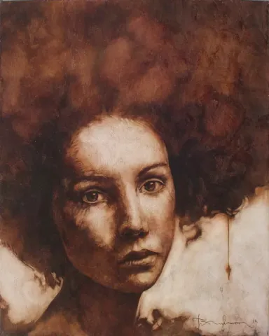 "Şakül-III" eseri TALAT AYHAN tarafından 2015 yılında 40x50 cm ölçülerinde Tuval üzeri mürekkep tekniği ile yapılmıştır.