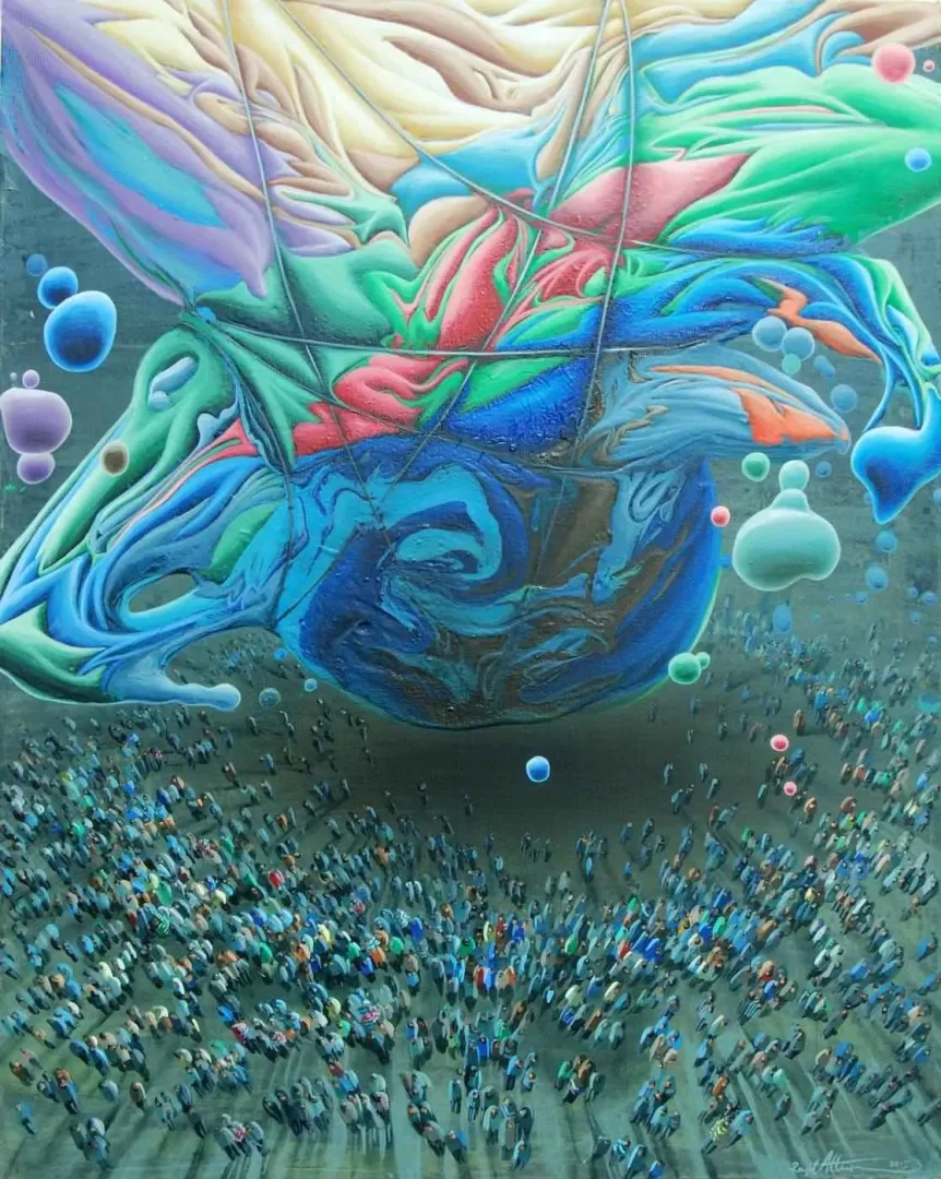 yakınlaştır "Araf" eseri RAŞİT ALTUN tarafından 2015 yılında 50x40 cm ölçülerinde Tuval üzeri akrilik boya tekniği ile yapılmıştır.