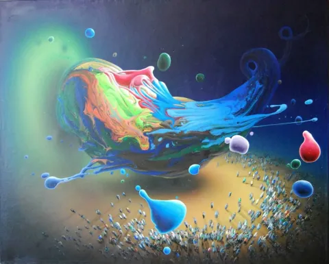 "Araf" eseri RAŞİT ALTUN tarafından 2015 yılında 40x50 cm ölçülerinde Tuval üzeri akrilik boya tekniği ile yapılmıştır.