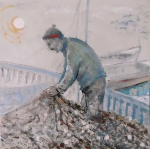 CELAL BİNZET — “Görünüm”, 2015 "Görünüm" eseri CELAL BİNZET tarafından 2015 yılında 25x25 cm ölçülerinde Tuval üzeri yağlı boya tekniği ile yapılmıştır.