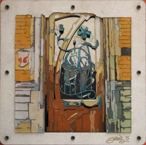 EMRE LÜLE — “isimsiz”, 2015 "isimsiz" eseri EMRE LÜLE tarafından 2015 yılında 25x25 cm ölçülerinde Pleksi tekniği ile yapılmıştır.