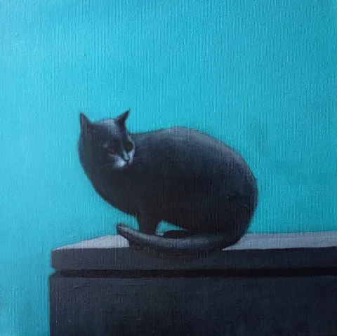 YİĞİT ALTIPARMAKOĞULLARI — “Kara Kedi”, 2015 "Kara Kedi" eseri YİĞİT ALTIPARMAKOĞULLARI tarafından 2015 yılında 25x25 cm ölçülerinde Tuval üzeri yağlı boya tekniği ile yapılmıştır.