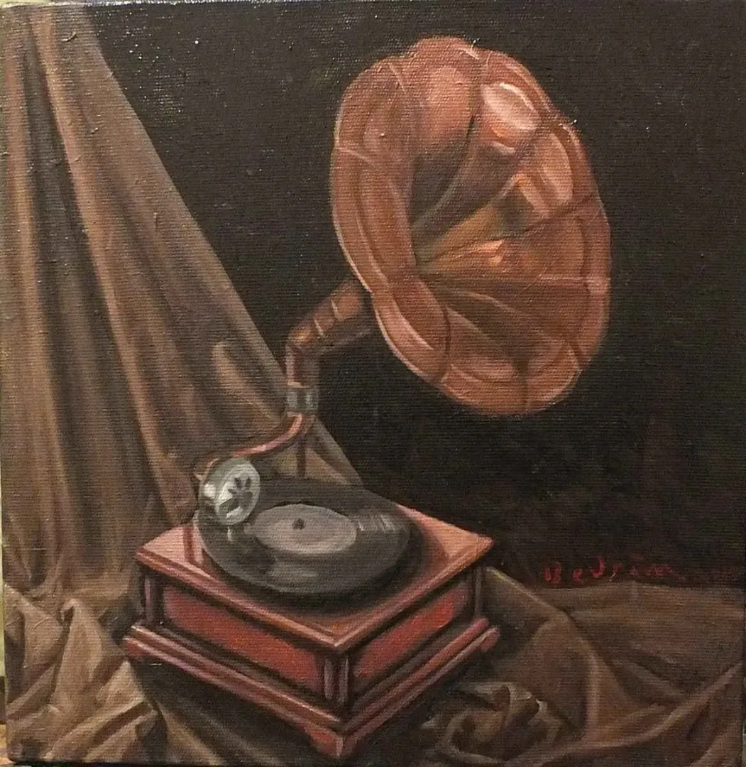yakınlaştır "Gramofon" eseri DEVRİM DEMİRAL tarafından 2015 yılında 25x25 cm ölçülerinde Tuval üzeri yağlı boya tekniği ile yapılmıştır.