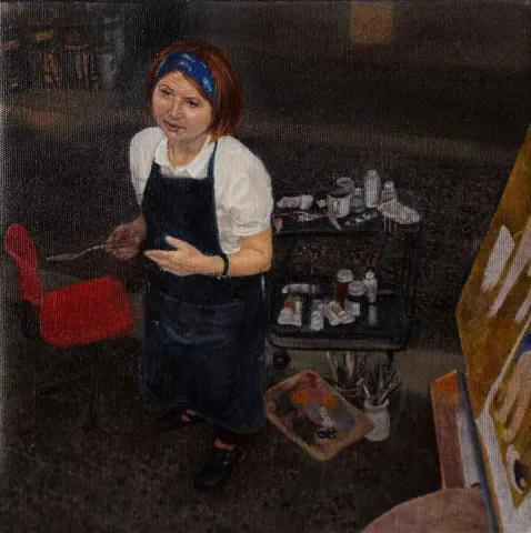 "isimsiz" eseri MERYEM UZUNOĞLU tarafından 2015 yılında 25x25 cm ölçülerinde Tuval üzeri yağlı boya tekniği ile yapılmıştır.