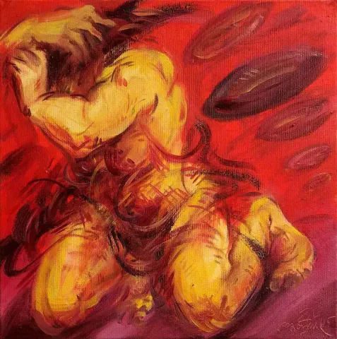 MAHMUT ÖZTÜRK — “Rugby ile Recm ve Kaçış”, 2015 "Rugby ile Recm ve Kaçış" eseri MAHMUT ÖZTÜRK tarafından 2015 yılında 25x25 cm ölçülerinde Tuval üzeri yağlı boya tekniği ile yapılmıştır.