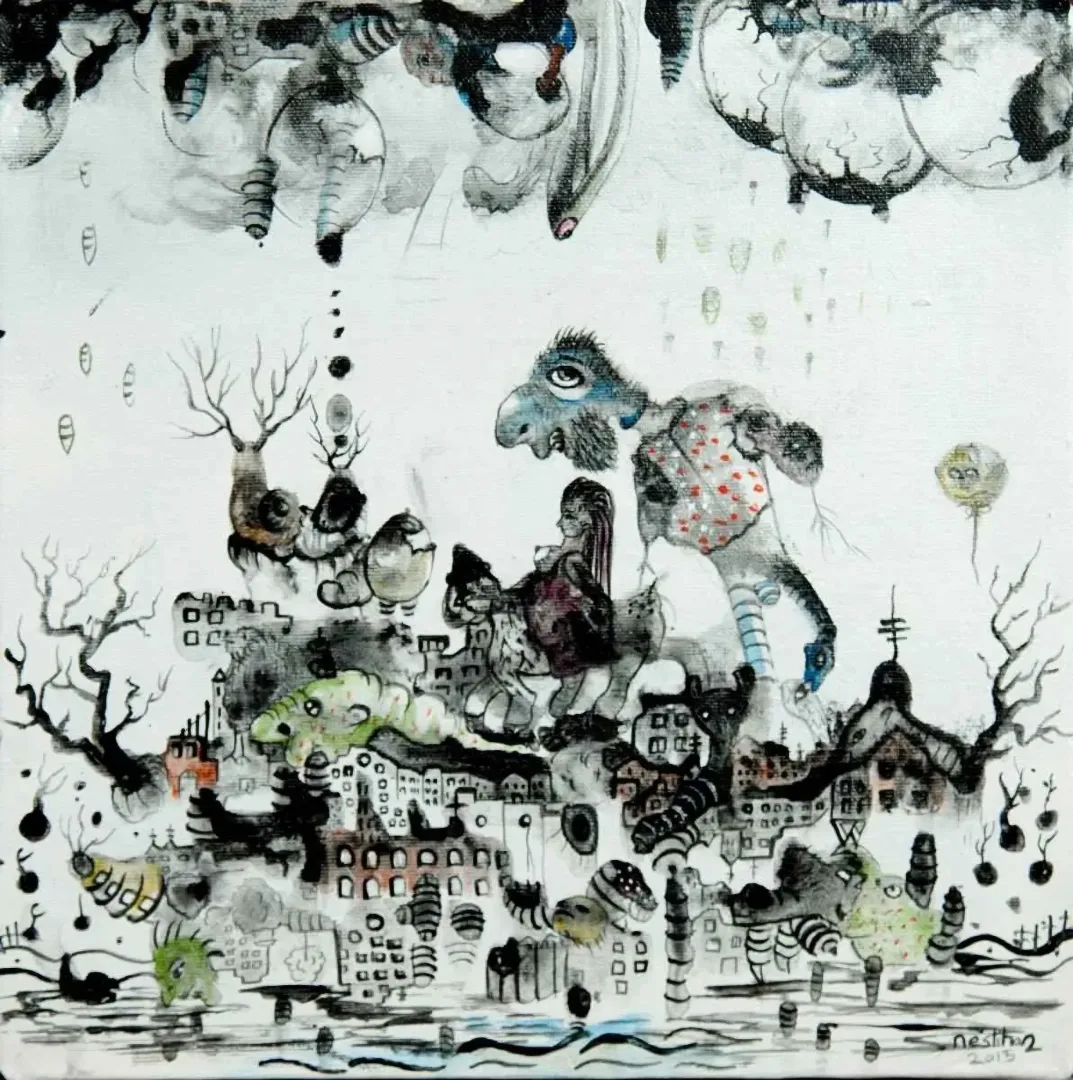 NESLİHAN ÖZGENÇ ERDOĞDU — “isimsiz”, 2015 "isimsiz" eseri NESLİHAN ÖZGENÇ ERDOĞDU tarafından 2015 yılında 25x25 cm ölçülerinde Tuval üzeri akrilik boya tekniği ile yapılmıştır.