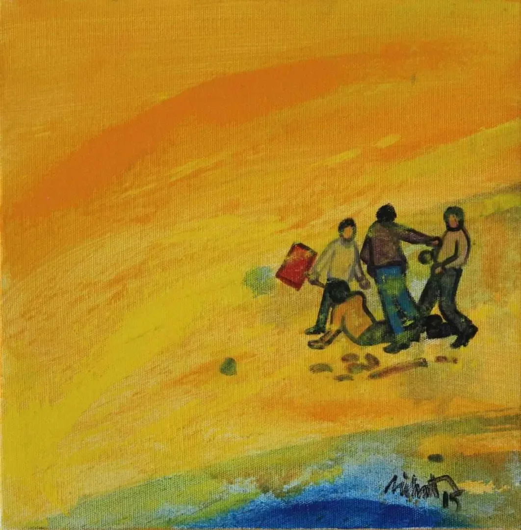 NİHAT KAHRAMAN — “isimsiz”, 2015 "isimsiz" eseri NİHAT KAHRAMAN tarafından 2015 yılında 25x25 cm ölçülerinde Tuval üzeri akrilik boya tekniği ile yapılmıştır.
