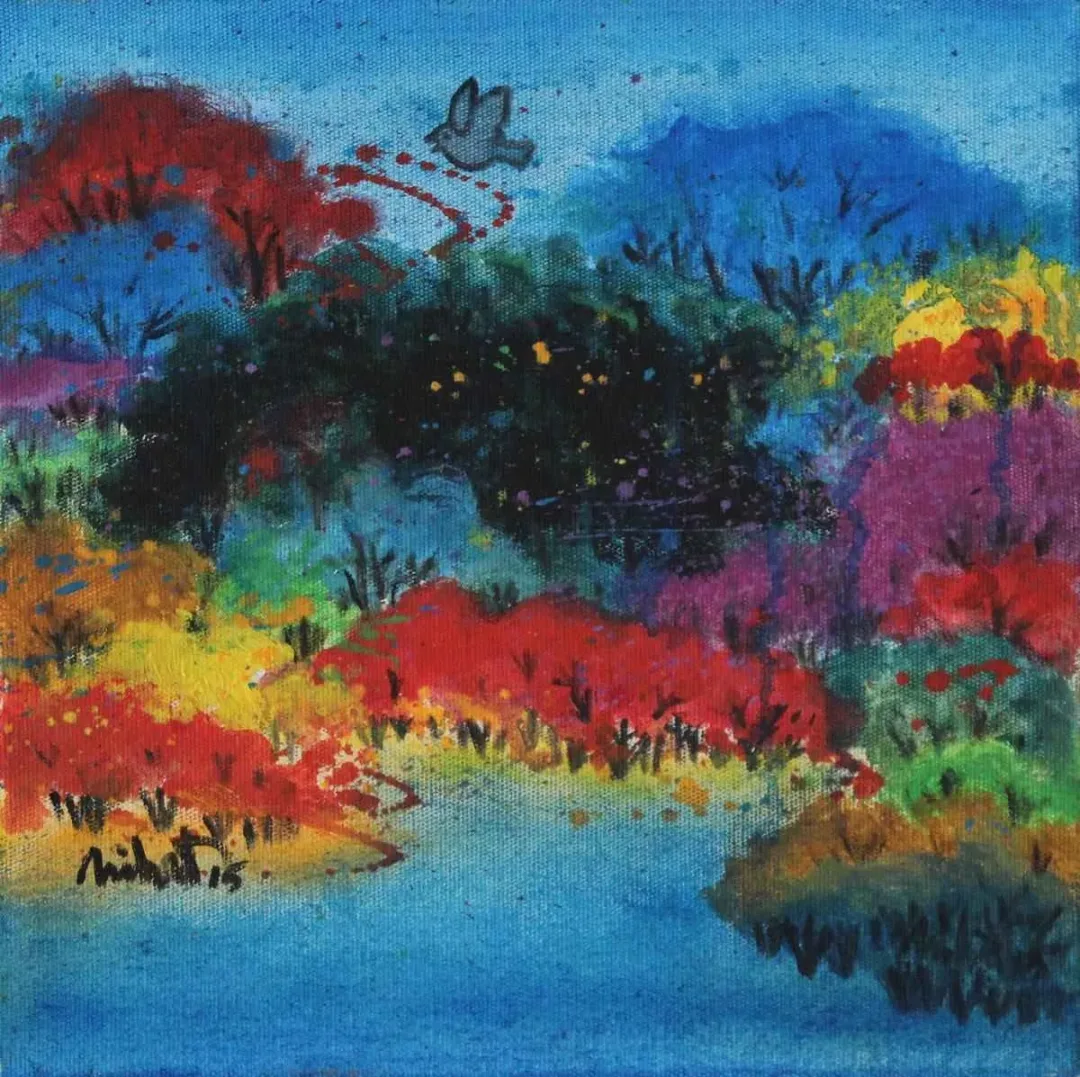 NİHAT KAHRAMAN — “isimsiz”, 2015 "isimsiz" eseri NİHAT KAHRAMAN tarafından 2015 yılında 25x25 cm ölçülerinde Tuval üzeri akrilik boya tekniği ile yapılmıştır.