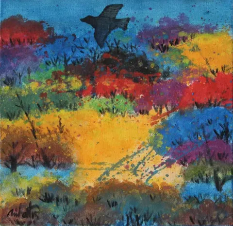 "isimsiz" eseri NİHAT KAHRAMAN tarafından 2015 yılında 25x25 cm ölçülerinde Tuval üzeri akrilik boya tekniği ile yapılmıştır.