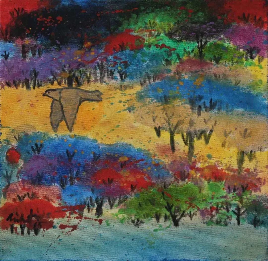 NİHAT KAHRAMAN — “isimsiz”, 2015 "isimsiz" eseri NİHAT KAHRAMAN tarafından 2015 yılında 25x25 cm ölçülerinde Tuval üzeri akrilik boya tekniği ile yapılmıştır.