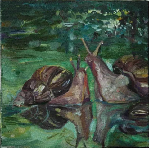 "isimsiz" eseri NİL KÖKEN tarafından 2015 yılında 25x25 cm ölçülerinde Tuval üzeri yağlı boya tekniği ile yapılmıştır.