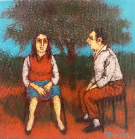ORHAN UMUT — “isimsiz”, 2015 "isimsiz" eseri ORHAN UMUT tarafından 2015 yılında 25x25 cm ölçülerinde Tuval üzeri akrilik boya tekniği ile yapılmıştır.