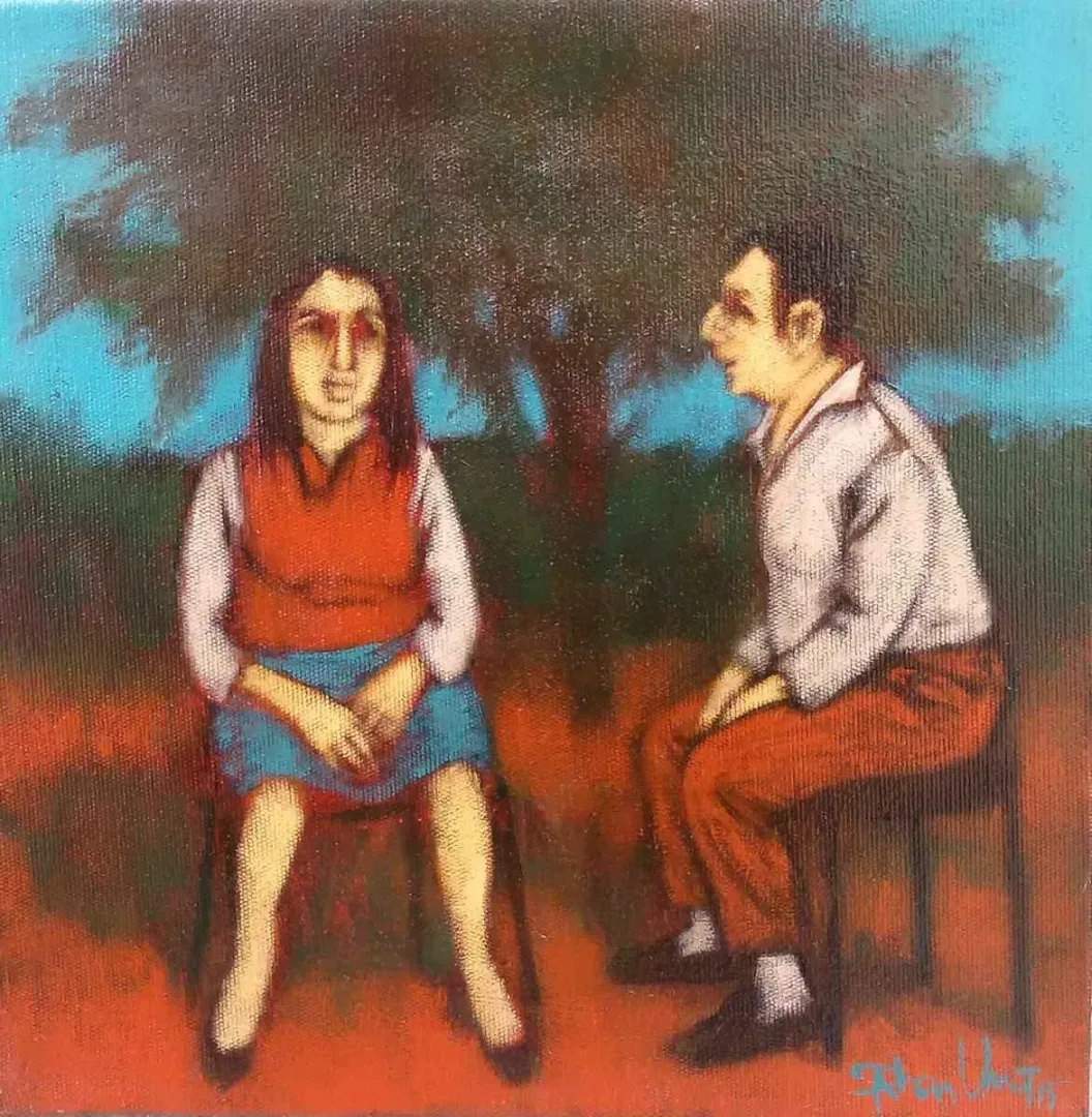 ORHAN UMUT — “isimsiz”, 2015 "isimsiz" eseri ORHAN UMUT tarafından 2015 yılında 25x25 cm ölçülerinde Tuval üzeri akrilik boya tekniği ile yapılmıştır.