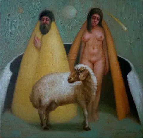 ÖMER EKEN — “isimsiz”, 2015 "isimsiz" eseri ÖMER EKEN tarafından 2015 yılında 25x25 cm ölçülerinde Tuval üzeri yağlı boya tekniği ile yapılmıştır.