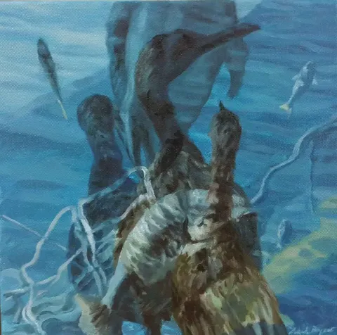 "isimsiz" eseri ZUHAL BAYSAR tarafından 2015 yılında 25x25 cm ölçülerinde Tuval üzeri yağlı boya tekniği ile yapılmıştır.