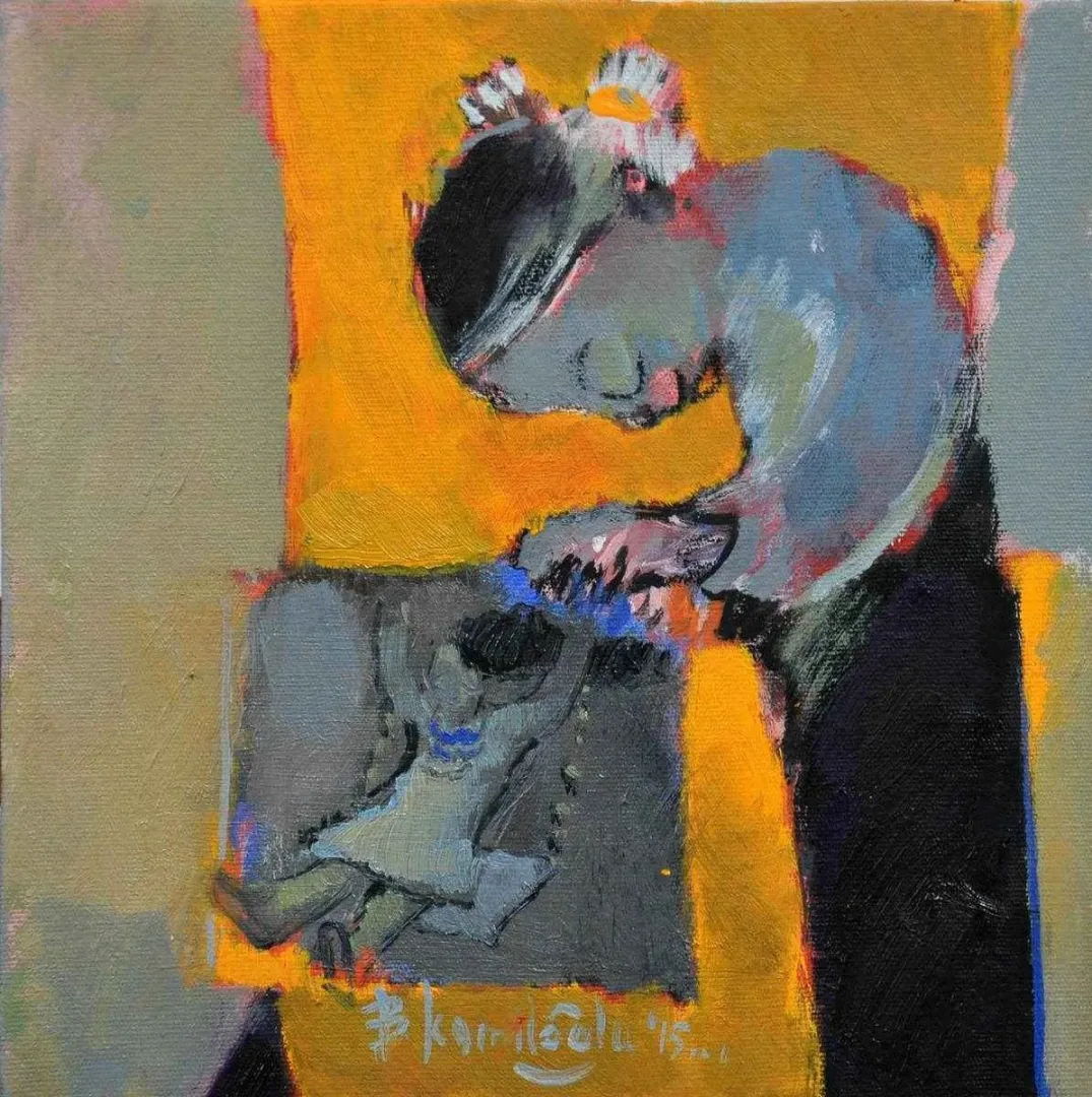yakınlaştır "Anne" eseri BARAN KAMİLOĞLU tarafından 2015 yılında 25x25 cm ölçülerinde Tuval üzeri yağlı boya tekniği ile yapılmıştır.