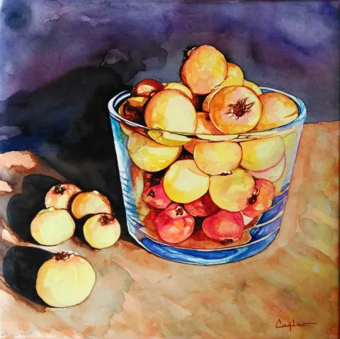 ÇAĞLAR ÖZTÜRK — “Alıç”, 2015 "Alıç" eseri ÇAĞLAR ÖZTÜRK tarafından 2015 yılında 25x25 cm ölçülerinde Kağıt üzeri sulu boya tekniği ile yapılmıştır.