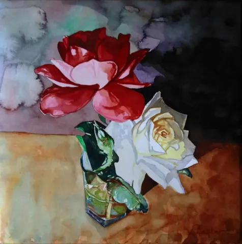 ÇAĞLAR ÖZTÜRK — “Kırmızı ve beyaz güller”, 2015 "Kırmızı ve beyaz güller" eseri ÇAĞLAR ÖZTÜRK tarafından 2015 yılında 25x25 cm ölçülerinde Kağıt üzeri sulu boya tekniği ile yapılmıştır.
