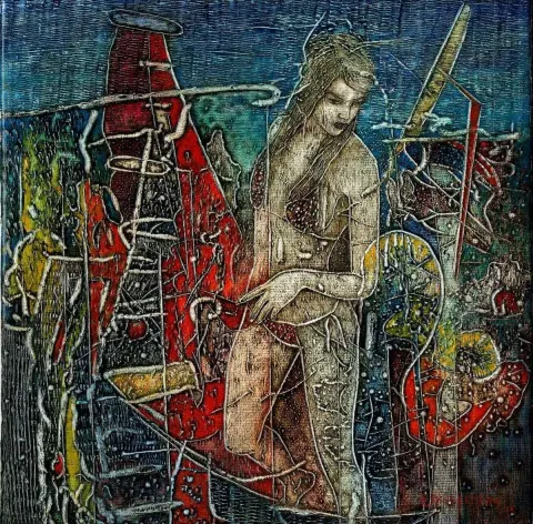 ERKİN KESKİN — “isimsiz”, 2015 "isimsiz" eseri ERKİN KESKİN tarafından 2015 yılında 25x25 cm ölçülerinde Tuval üzeri yağlı boya tekniği ile yapılmıştır.