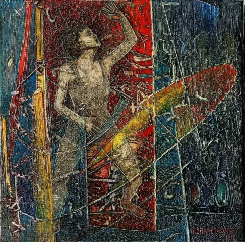 ERKİN KESKİN — “isimsiz”, 2015 "isimsiz" eseri ERKİN KESKİN tarafından 2015 yılında 25x25 cm ölçülerinde Tuval üzeri yağlı boya tekniği ile yapılmıştır.